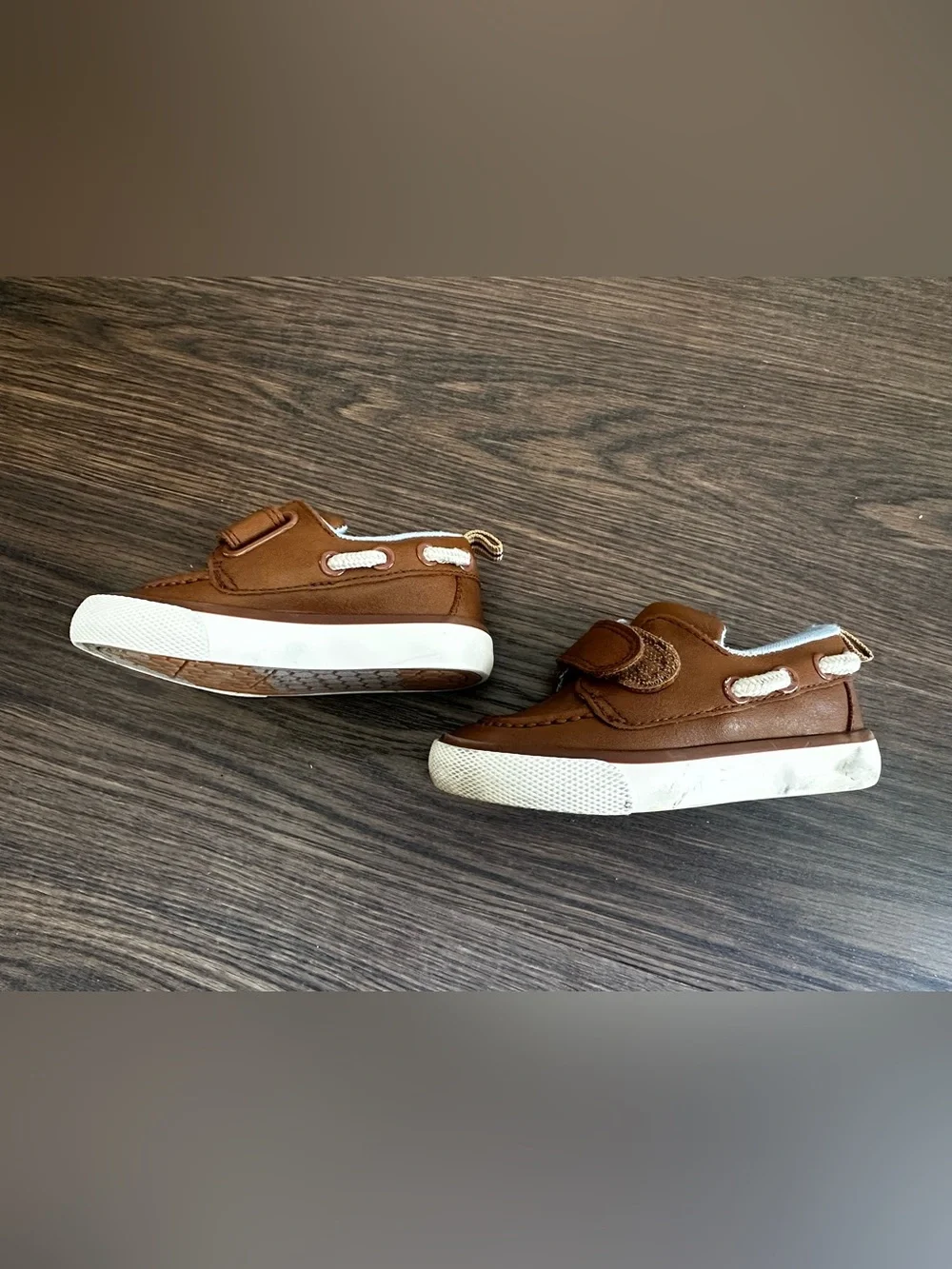 Toddler Brown Casual Slip-On Shoes with Velcro Strap